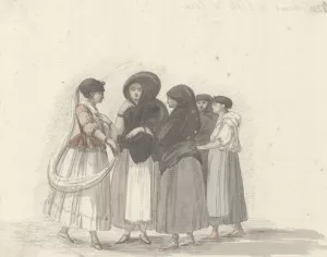 Klederdrachten van het eiland Ghozo by Abraham-Louis-Rodolphe Ducros Oil Painting