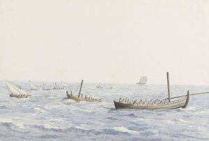 Koraalvissers voor de kust van Sicilie ter hoogte van Terra Nuova by Abraham-Louis-Rodolphe Ducros Oil Painting