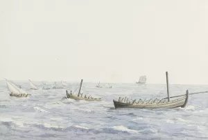 Koraalvissers voor de kust van Sicilie ter hoogte van Terra Nuova Oil painting by Abraham-Louis-Rodolphe Ducros