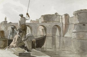 Nieuwe vestingsgracht van de vestingwerken in Tarente Oil painting by Abraham-Louis-Rodolphe Ducros