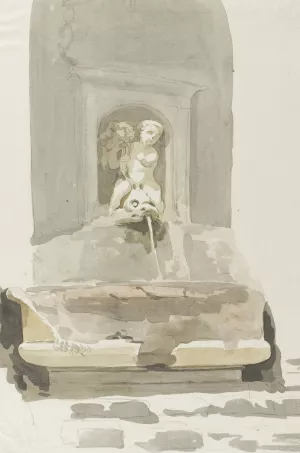 Oude sarcofaag als fontein in Messina by Abraham-Louis-Rodolphe Ducros Oil Painting