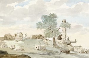 Resten van Herculestempel binnen muren van oude Agrigento by Abraham-Louis-Rodolphe Ducros Oil Painting