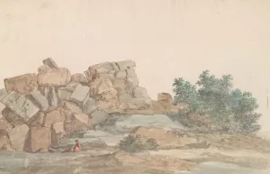 Resten van Zeus Olympus tempel bij Agrigento by Abraham-Louis-Rodolphe Ducros Oil Painting