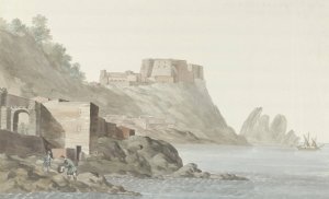 Rots en stad Scilla in de regio Calabrie aan de oostkust by Abraham-Louis-Rodolphe Ducros Oil Painting