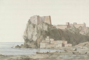 Rots en stad Scilla in de regio Calabrie aan de westkust Oil painting by Abraham-Louis-Rodolphe Ducros