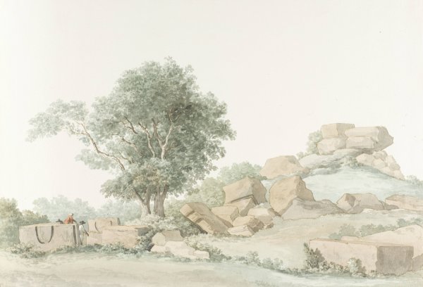 Ruine van Zeus Olympus tempel van oude Agrigento  by Abraham-Louis-Rodolphe Ducros - Hand-Painted Oil Painting Reproduction