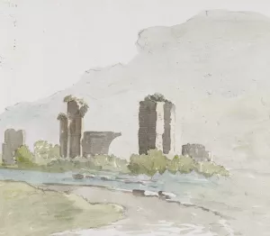 Ruines aan voet van berg tussen Itri en Gaeta by Abraham-Louis-Rodolphe Ducros Oil Painting