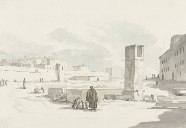 Stadsgezicht in Giovenazzo  by Abraham-Louis-Rodolphe Ducros - Hand-Painted Oil Painting Reproduction