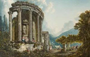 Tivoli, a view of the Temple of the Sibyl by Abraham-Louis-Rodolphe Ducros Oil Painting