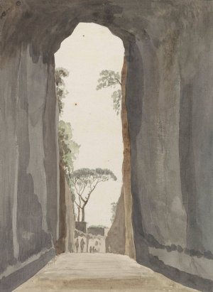 Uitgang van grot Crypta Neapolitana by Abraham-Louis-Rodolphe Ducros Oil Painting