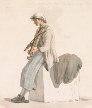 Zoon van kapitein Erie met viool Oil painting by Abraham-Louis-Rodolphe Ducros