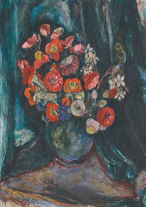 Still Life With Poppies by Abraham Manievich Oil Painting