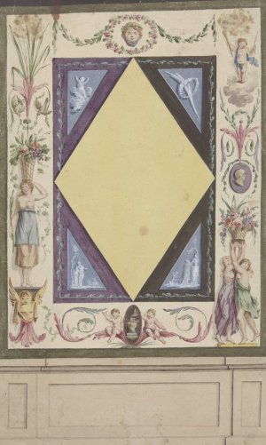 Ontwerp voor een kamerversiering met een ruit en ornamenten by Abraham Meertens Oil Painting