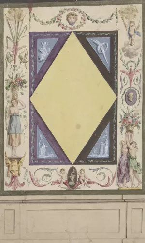 Ontwerp voor een kamerversiering met een ruit en ornamenten by Abraham Meertens Oil Painting