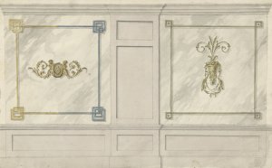 Ontwerp voor kamerversiering met twee panelen met ornamenten by Abraham Meertens Oil Painting