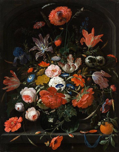 Main Product Photo of Flowers in a Glass Vase  Painting by Abraham Mignon
