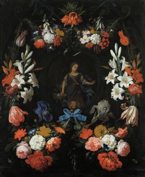Garland of Flowers by Abraham Mignon Oil Painting