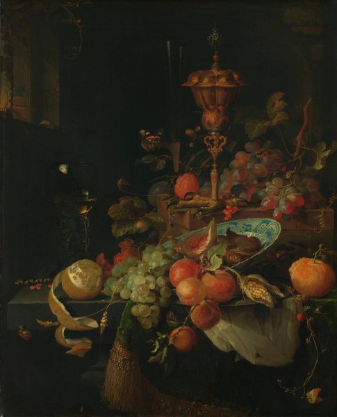 Main Product Photo of Still Life with Fruit and a Beaker on a Cock's Foot  Painting by Abraham Mignon