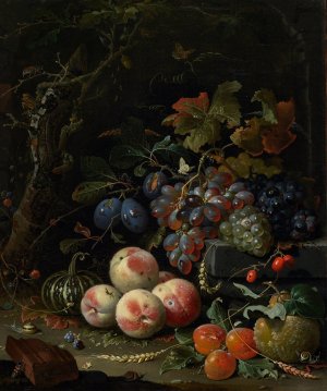 Still Life with Fruits, Foliage and Insects by Abraham Mignon Oil Painting