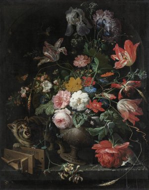 The Overturned Bouquet by Abraham Mignon Oil Painting