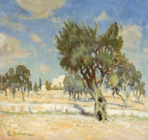 Olive trees near Jerusalem by Abraham Neuman Oil Painting