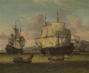 Dutch street sailors at a harbor on the Mediterranean by Abraham Storck Oil Painting
