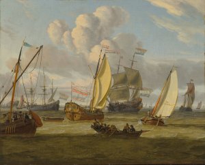 Shipping in an estuary by Abraham Storck Oil Painting