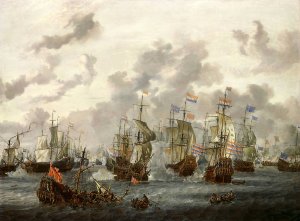 The Four Days'Battle by Abraham Storck Oil Painting