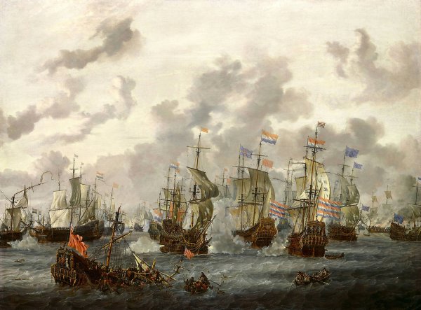 The Four Days'Battle  by Abraham Storck - Hand-Painted Oil Painting Reproduction