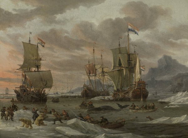 Whaling Grounds in the Arctic Ocean  by Abraham Storck - Hand-Painted Oil Painting Reproduction