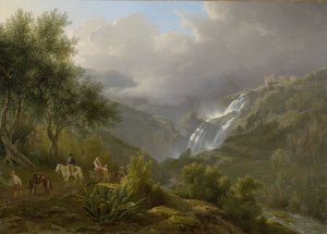 The Cascades at Tivoli, with a Storm Approaching by Abraham Teerlink Oil Painting