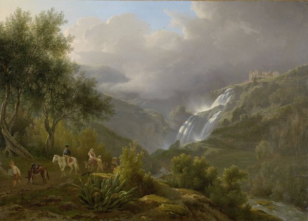 Main Product Photo of The Cascades at Tivoli, with a Storm Approaching  Painting by Abraham Teerlink