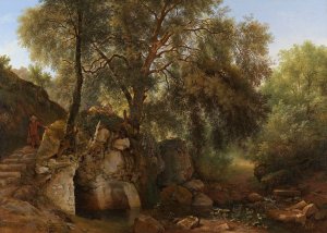 View in the Park of the Villa Chigi at Ariccia by Abraham Teerlink Oil Painting