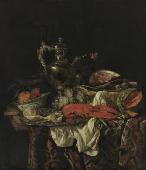 Still life with a silver pitcher by Abraham Van Beijeren Oil Painting