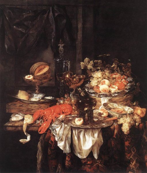 Main Product Photo of Banquet Still-Life with a Mouse Painting by Abraham Van Beyeren