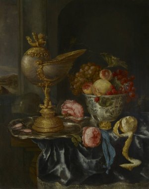 Banquet Still Life with Nautilus Cup by Abraham Van Beyeren Oil Painting