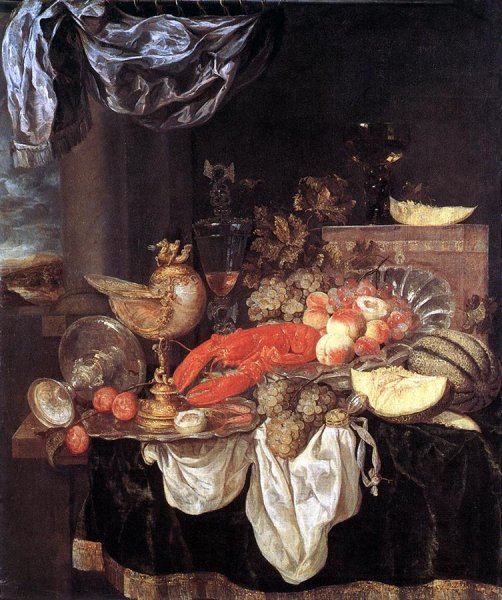 Main Product Photo of Large Still-life with Lobster Painting by Abraham Van Beyeren
