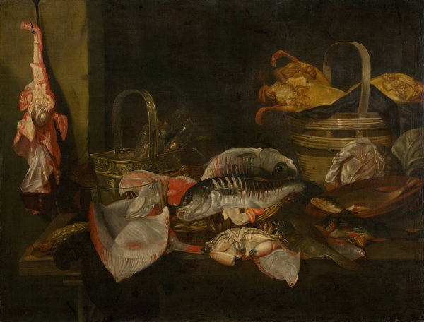 Main Product Photo of Still Life with Fish  Painting by Abraham Van Beyeren