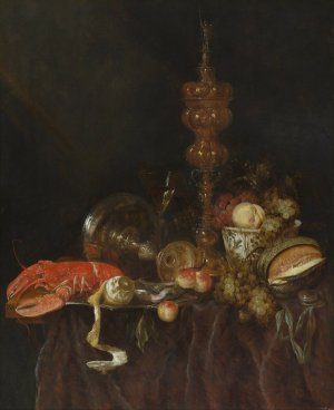 Still Life with Lobster and Fruit by Abraham Van Beyeren Oil Painting