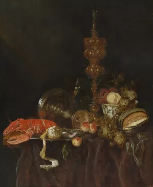 Still Life with Lobster and Fruit by Abraham Van Beyeren Oil Painting