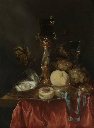 Still Life with Silver-Gilt Glass Holder by Abraham Van Beyeren Oil Painting