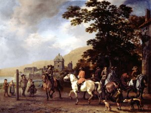 A Riding School in the Open Air by Abraham Van Calraet Oil Painting