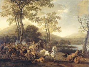 Cavalry Skirmish by Abraham Van Calraet Oil Painting