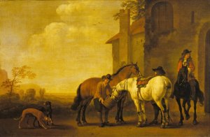 Halt at an Inn by Abraham Van Calraet Oil Painting