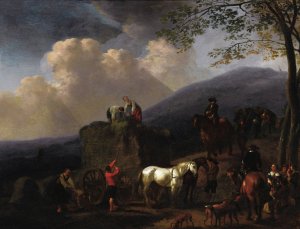 Hay Harvest by Abraham Van Calraet Oil Painting