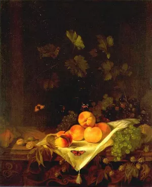 Still-Life with Peaches and Grapes Oil painting by Abraham Van Calraet