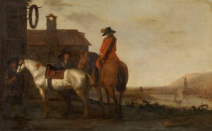 Stopping Place for Horsemen and Horses by Abraham Van Calraet Oil Painting