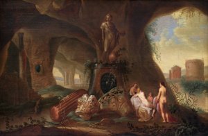 Nymphs in a Grotto by Abraham Van Cuylenborch Oil Painting