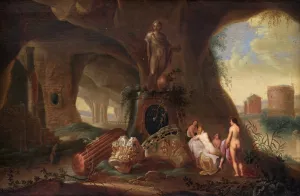 Nymphs in a Grotto by Abraham Van Cuylenborch Oil Painting