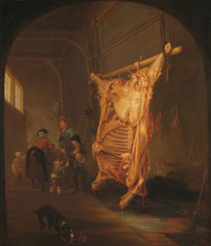 The Slaughtered Ox by Abraham Van Den Hecken Oil Painting